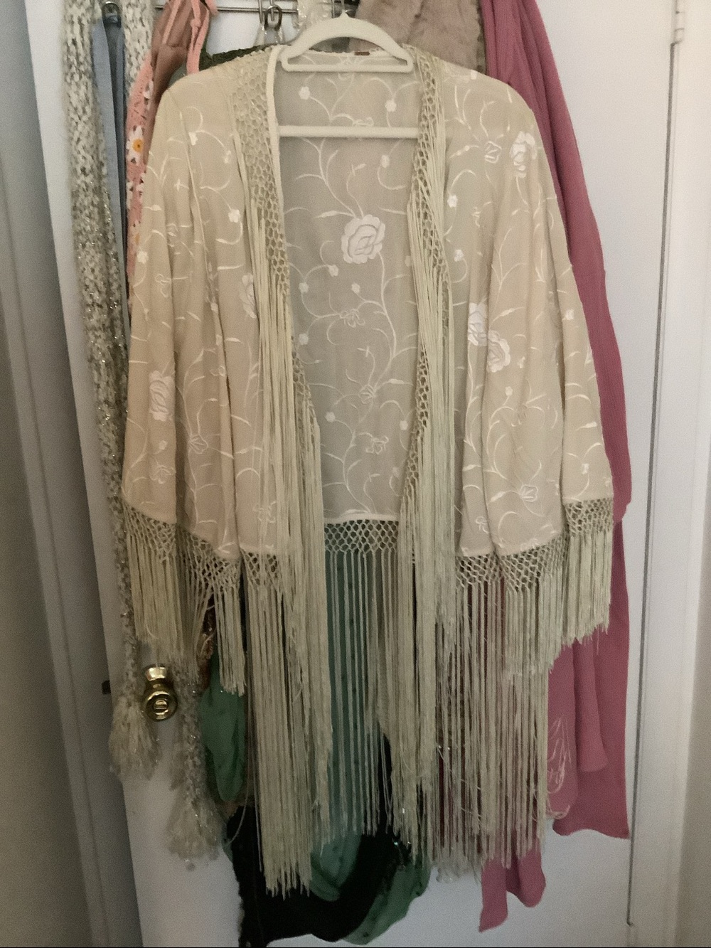 Free People Ivory Embroidered Fringe Kimono white and ivory - Picture 5 of 9